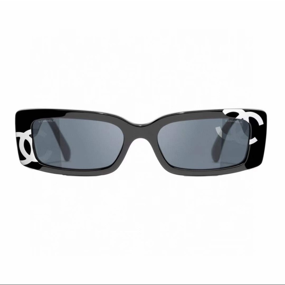Chanel - Rectangular Sunglasses - Black White Gray - Chanel Eyewear